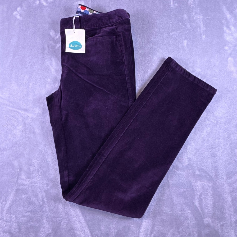 Boden Purple Straight Leg Corduroy Pants Womens Size 4L Long Mid Rise WM327